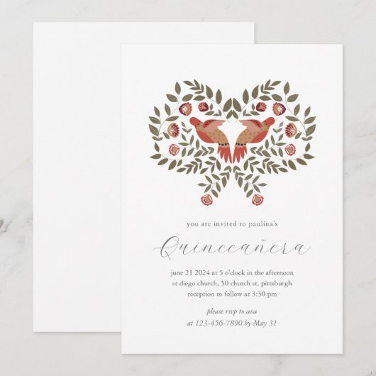 Kleurrijke Fiesta Floral Quinceañera Kaart (Voorkant / Achterkant)