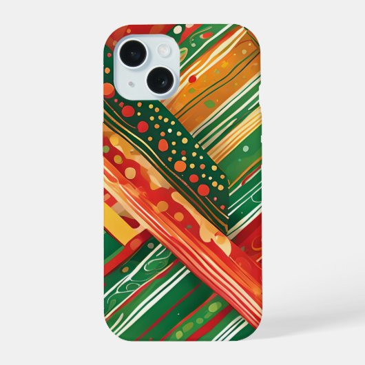 kleurrijke fiesta patchwork keukendoek iPhone 15 case (Achterkant)