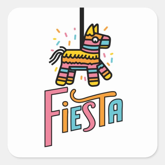 Kleurrijke Fiesta Piñata Feestelijke Stickers (Voorkant)