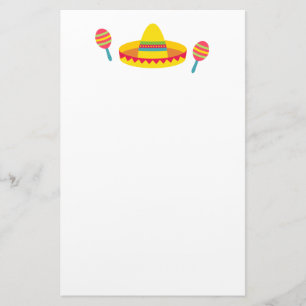 Kleurrijke Fiesta Sombrero Hoed Maracas Briefpapier