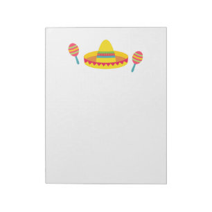 Kleurrijke Fiesta Sombrero Hoed Maracas Notitieblok
