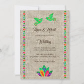 Kleurrijke Fiesta Tortelduifjes Mexicaanse bruilof Kaart (Voorkant)