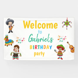 Kleurrijke Fiesta Verjaardagsfeest welkomstbanner Spandoek