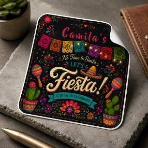 Kleurrijke Fiesta Verjaardagssticker voor Meisjes Vierkante Sticker