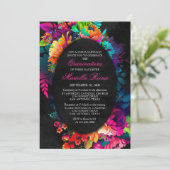 Kleurrijke Fiesta Waterverf Floral Quinceañera Kaart (Staand voorkant)