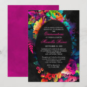 Kleurrijke Fiesta Waterverf Floral Quinceañera Kaart (Voorkant / Achterkant)