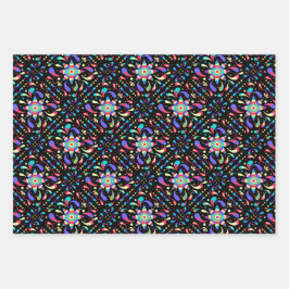 Kleurrijke Fiesta Zwart Inpakpapier Vel