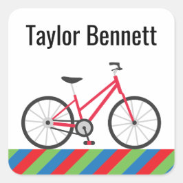 Kleurrijke Fiets Aangepaste gepersonaliseerde Stic Vierkante Sticker