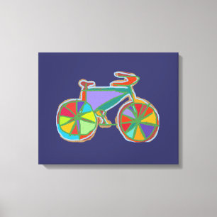 kleurrijke fiets decor canvas afdruk