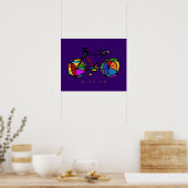 kleurrijke fiets op paars decor poster (Keuken)