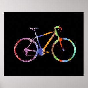kleurrijke fiets op zwart poster