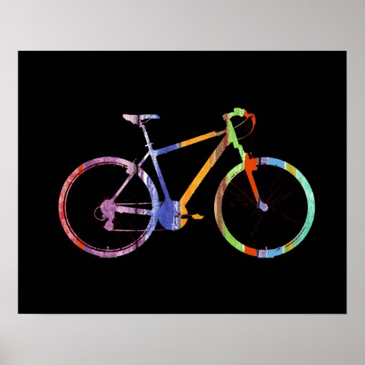 kleurrijke fiets op zwart poster (Voorkant)