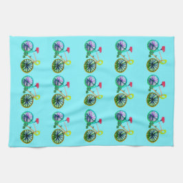 Kleurrijke fietsen fietsen fietsen met blauw 4 bre theedoek