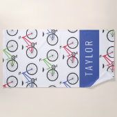 Kleurrijke fietsen gepersonaliseerde strandlaken (Voorkant)