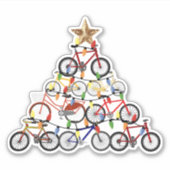 Kleurrijke Fietsen Kerstboom Ornament Gifts Sticker (Voorkant)
