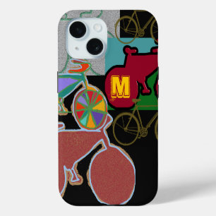 Kleurrijke Fietsen met Monogram iPhone 15 Case