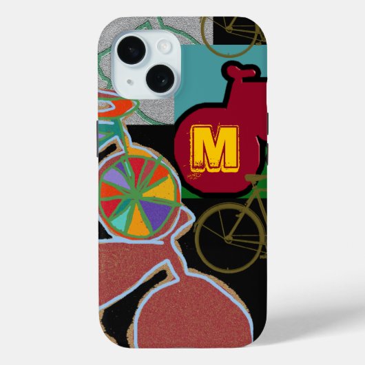 Kleurrijke Fietsen met Monogram Case-Mate iPhone Case (Achterkant)