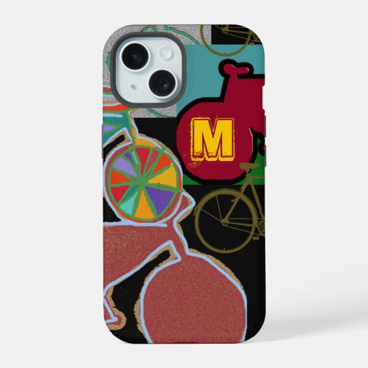 Kleurrijke Fietsen met Monogram iPhone 15 Case (Achterkant)