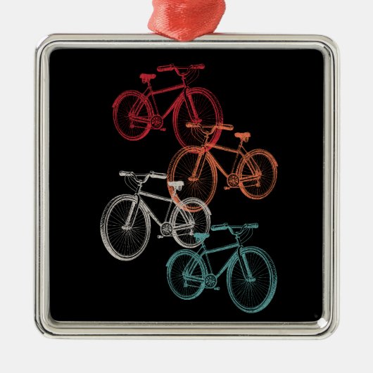Kleurrijke fietsen metalen ornament (Voorkant)