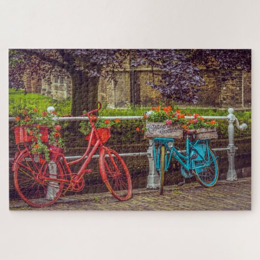 Kleurrijke  fietsen Schilderachtig Amsterdam Reize Legpuzzel (Horizontaal)