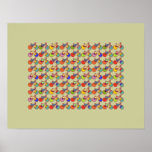 kleurrijke fietspatroon poster