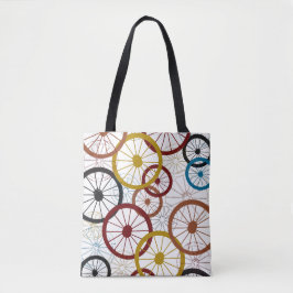 Kleurrijke fietswielen tote bag