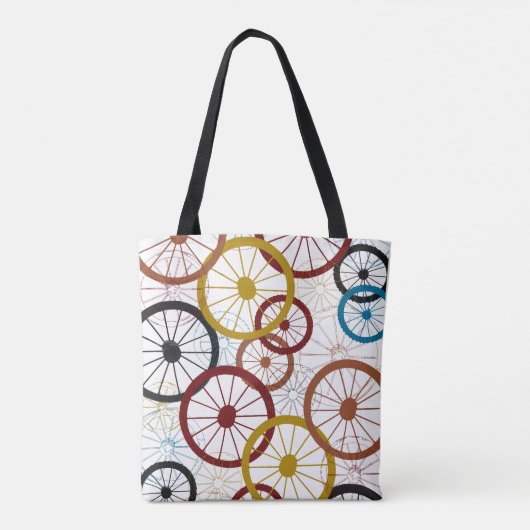 Kleurrijke fietswielen tote bag (Achterkant)