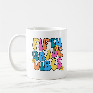 Kleurrijke Fifth Grade Vibes Terug naar School Ret Koffiemok