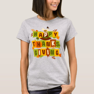 Kleurrijke fijne Thanksgiving T-shirt
