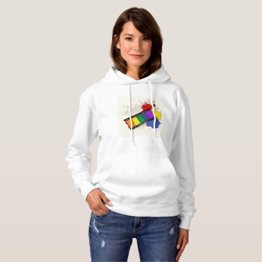 Kleurrijke filmstrip Womens Hoodie (Voorkant volledig)