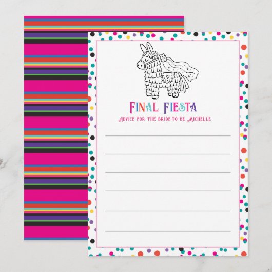 Kleurrijke Final Fiesta Bruids Piñata Bachelorette Advieskaart (Voorkant / Achterkant)