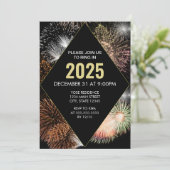 Kleurrijke Fireworks Geometrische NYE Party uitnod Kaart (Staand voorkant)