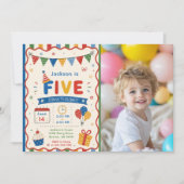 Kleurrijke FIVE 5de verjaardagsfeestje Kaart (Voorkant)