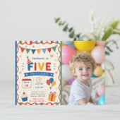 Kleurrijke FIVE 5de verjaardagsfeestje Kaart (Staand voorkant)