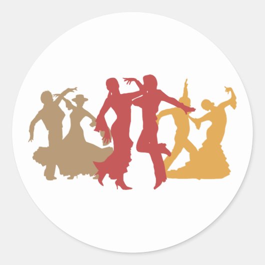 Kleurrijke Flamenco Dancers Ronde Sticker (Voorkant)