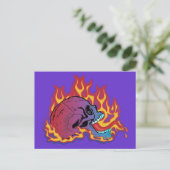 Kleurrijke flamende schedel briefkaart (Staand voorkant)