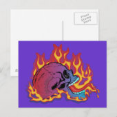 Kleurrijke flamende schedel briefkaart (Voorkant / Achterkant)