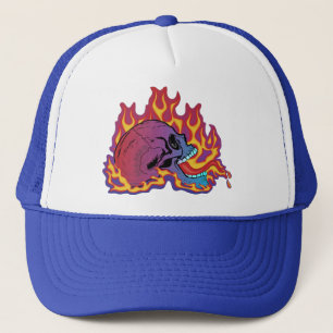 Kleurrijke flamende schedel trucker pet