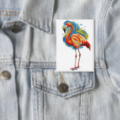 Kleurrijke Flamingo Abstracte Kwaststreek Vogel Ku Button (Insitu)
