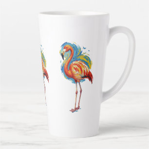 Kleurrijke Flamingo Abstracte Kwaststreek Vogel Ku Latte Mok