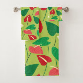 Kleurrijke flamingo bloemen patroon badhanddoekset bad handdoek (Insitu)