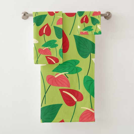 Kleurrijke flamingo bloemen patroon badhanddoekset bad handdoek (Insitu)