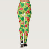 Kleurrijke flamingo bloemen patroon leggings (Achterkant)