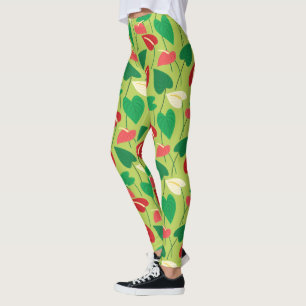 Kleurrijke flamingo bloemen patroon leggings