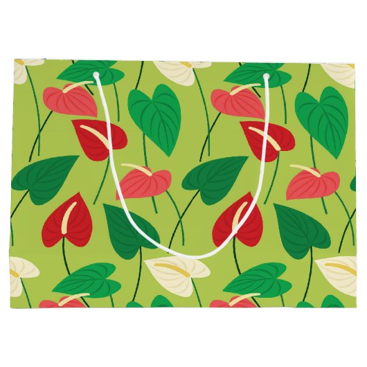 Kleurrijke flamingo bloemen patroon middelgrote ca groot cadeauzakje (Achterkant)