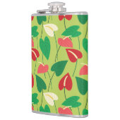 Kleurrijke flamingo bloemen patroonpijlkaars heupfles (Links)