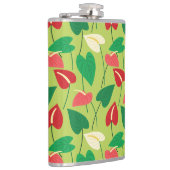 Kleurrijke flamingo bloemen patroonpijlkaars heupfles (Rechts)