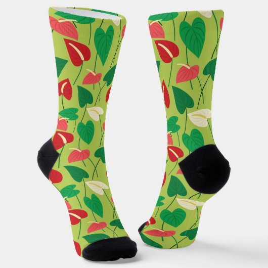 Kleurrijke flamingo bloemen patroonsokken sokken (Gebogen)