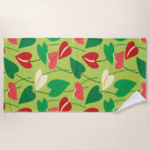 Kleurrijke flamingo bloemen strandhanddoek strandlaken (Voorkant)