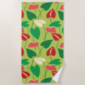 Kleurrijke flamingo bloemen strandhanddoek strandlaken (Voorkant)